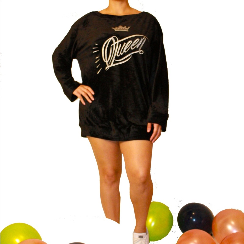 Queen Velour T-shirt Dress